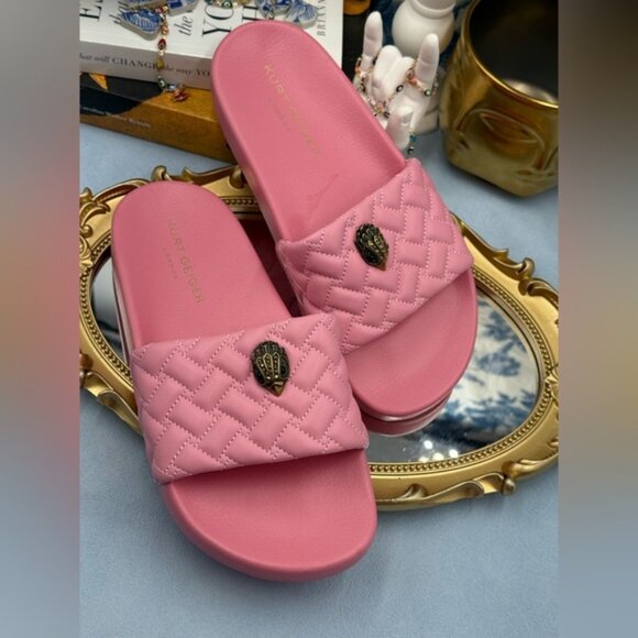 🆕 KURT GEIGER LONDON 🧿 NWOT Meena Eagle Quilted Slide, Pink - Sz 39 US 8.5 - Picture 8 of 15
